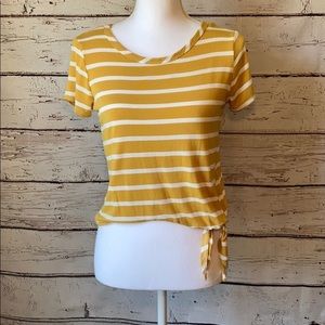 Gold & White Crop top with tie on side M